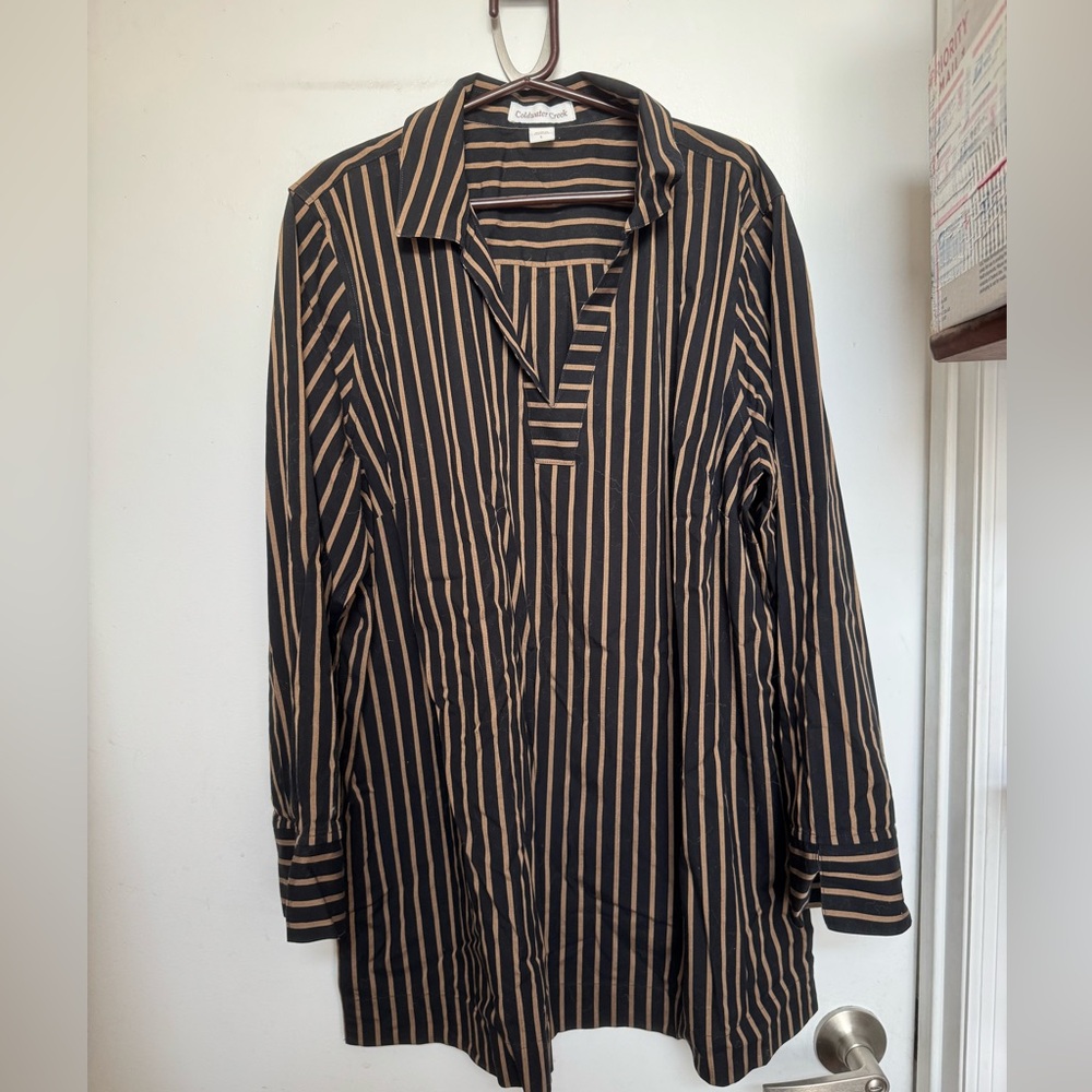 Coldwater Creek Black and Tan Striped Tunic - large